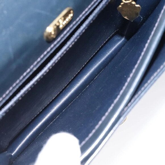 GUCCI Hand Bag Leather Navy Gold Auth - Picture 13 of 16